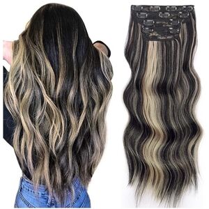 NIB Vigourous Natural Black and Blonde Hair Hair Clip Extensions